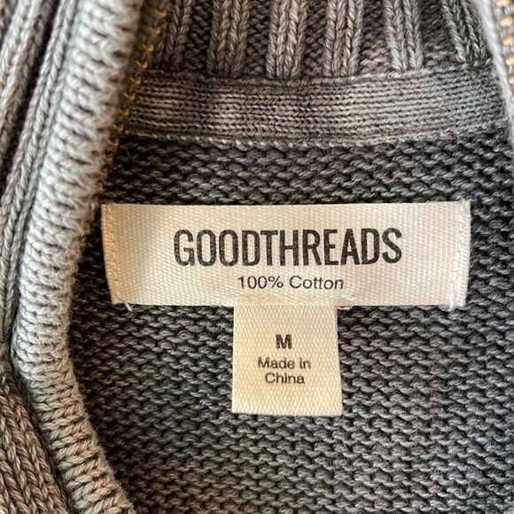 Goodthreads Gray 100% Cotton Half Zip Mock Neck Sweater Men’s Medium - Picture 4 of 10